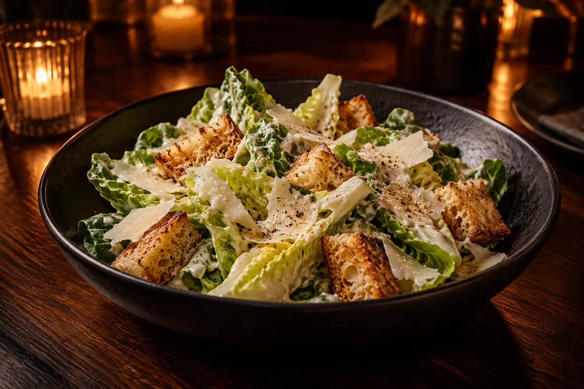 Fable Caesar salad with creamy dressing, crisp breadcrumbs and Parmesan