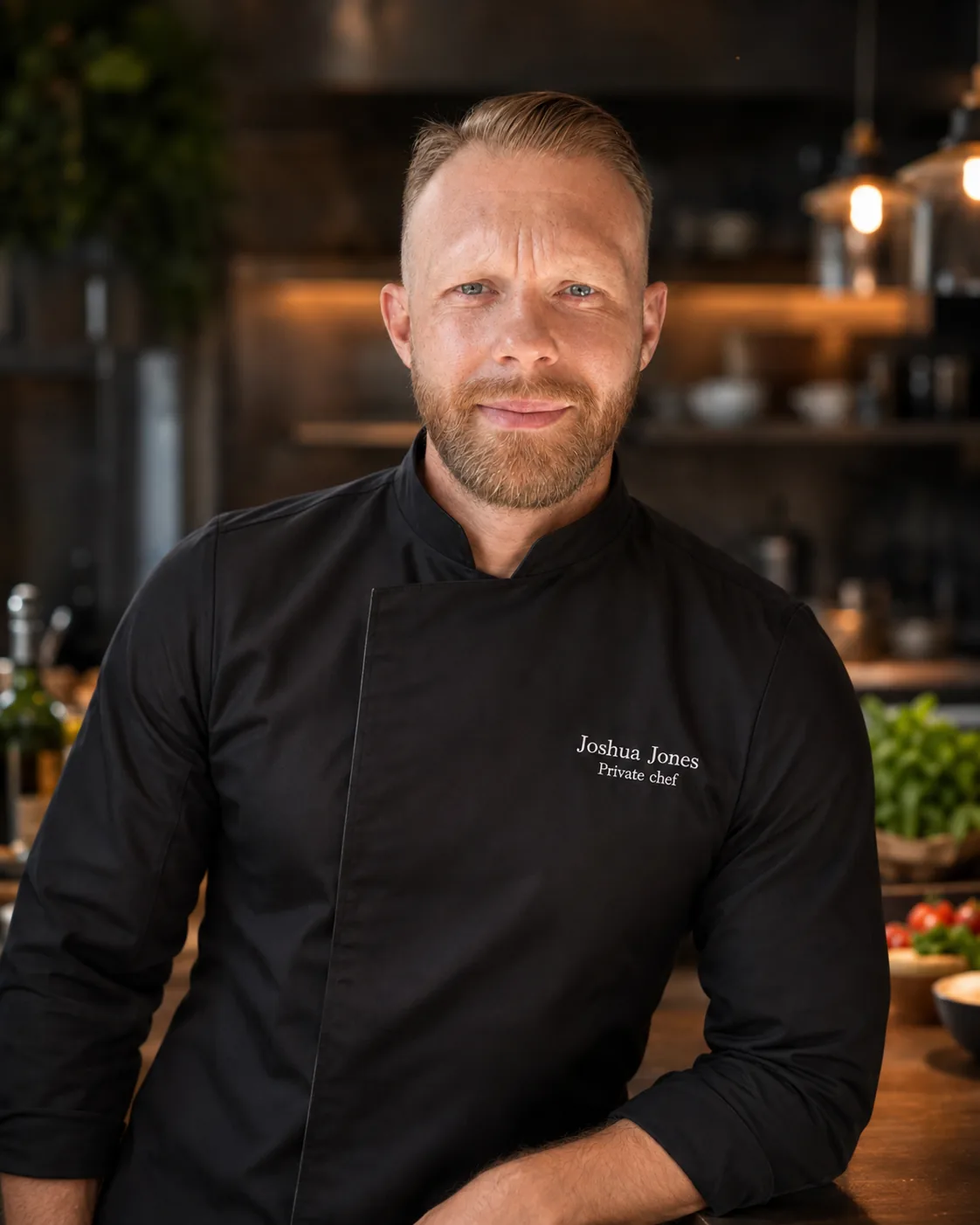 Chef Joshua Jones preparing a plated course